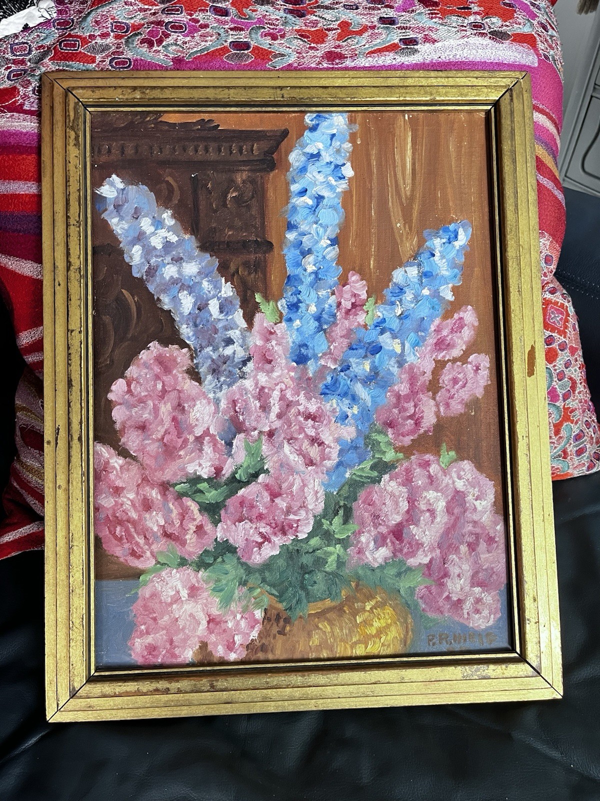 VTG Mid Century Painting Impressionist Floral Oil Still Life Cottagecore Farm