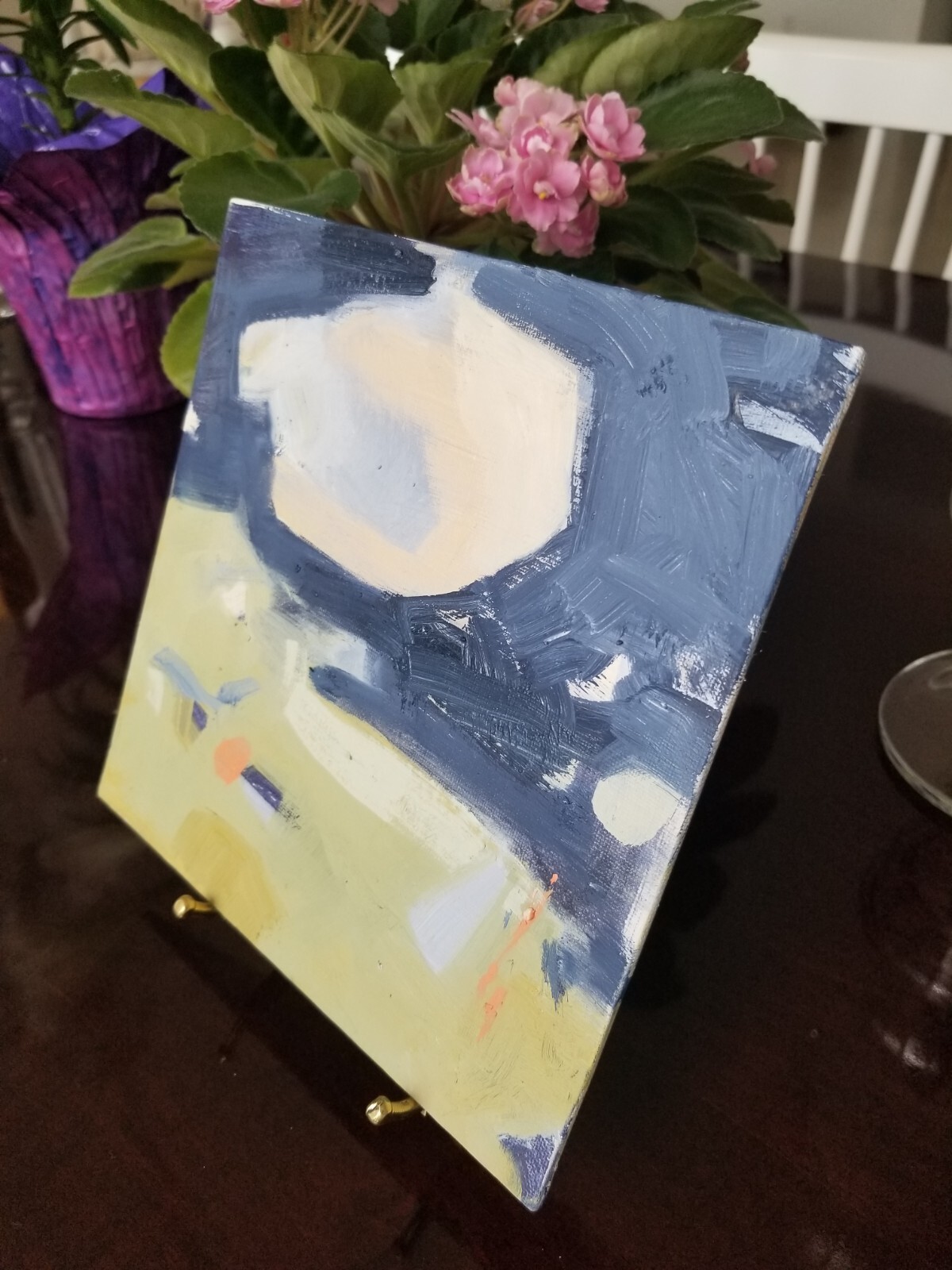 TWOBADARTISTS Unique Abstract Landscape Oil Painting Small Collectible Art 8×8