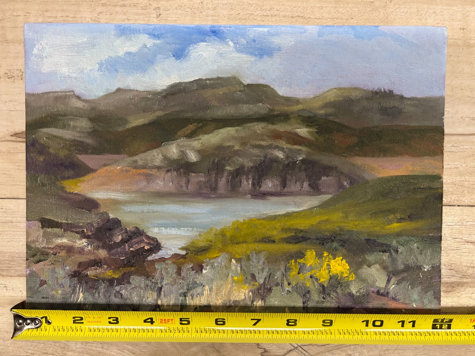 Vtg Authentic Oil Painting Summer Mountain Lake Landscappe Paysage By Mary Wolfe