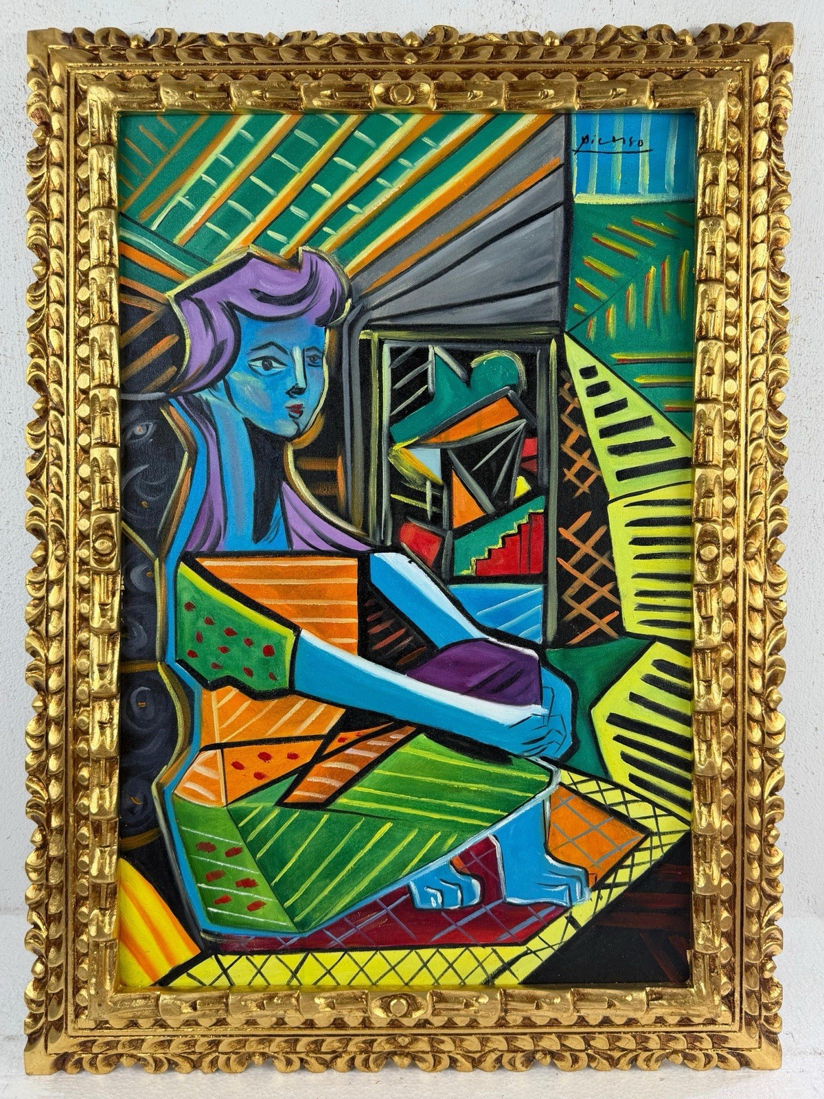 Pablo Picasso (Handmade) Oil On Canvas Painting signed and stamped