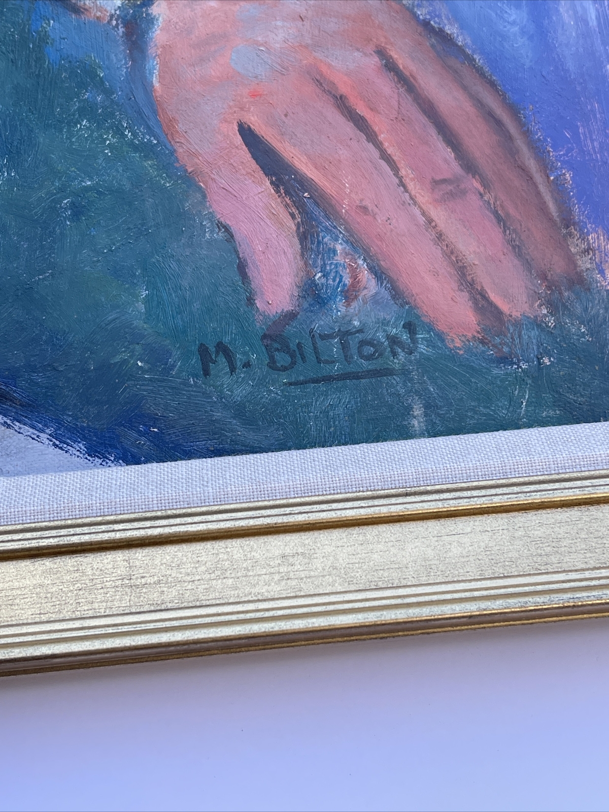 Mid Century Painting New Jersey Maurice Bilton Listed PORTRAIT modernism wpa