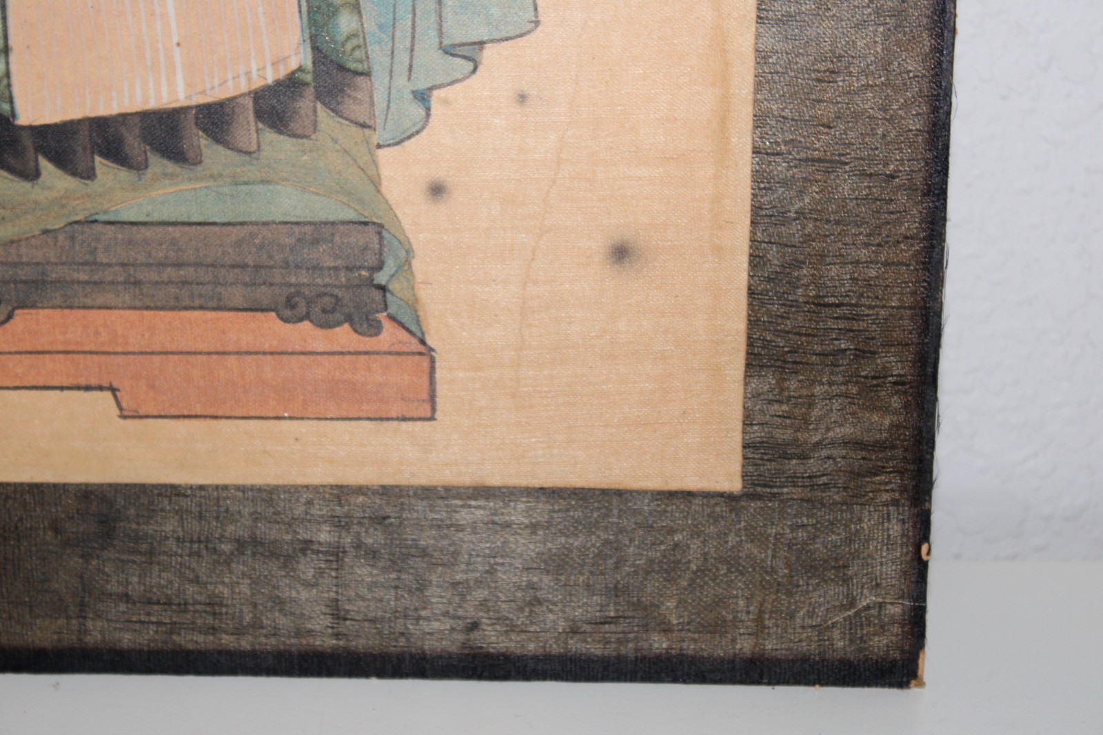 Chinese Silk Painting Emperor Empress LARGE 17×20 Antique PAIR