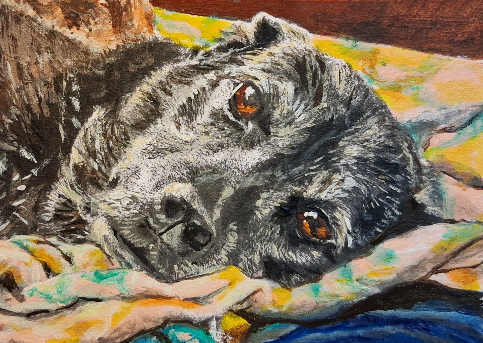 Original Miniature Painting ACEO Dog Man’ s Best Friend Serenity in Old Age
