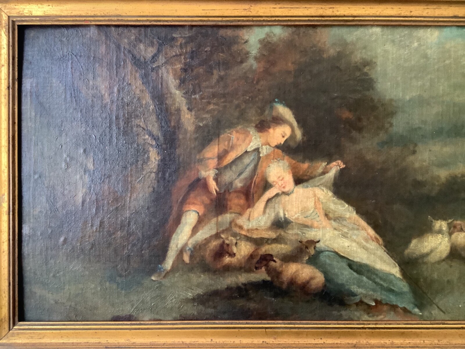 18th CENTURY JEAN-BAPTISTE PATER Shepherdess with Sheep in a Countryside Oil