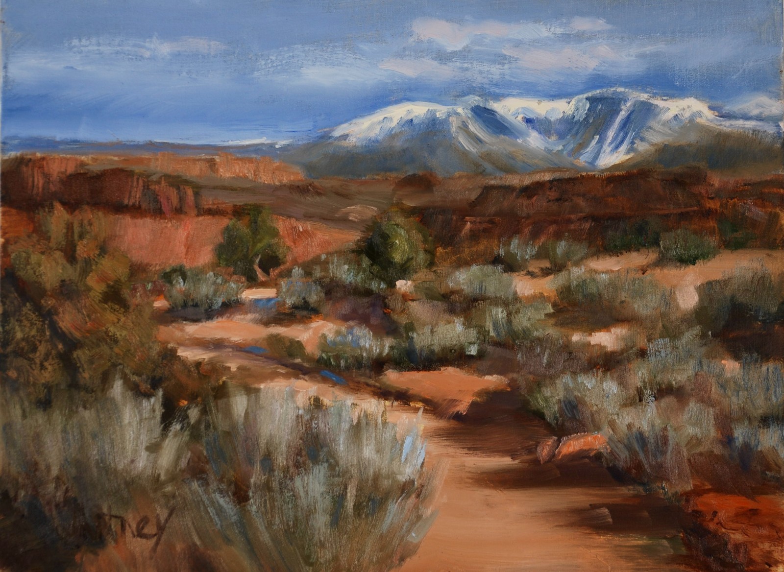 Canyonland Painting Western mountains Landscape Original Oil 9 x 12″ Sue Whitney