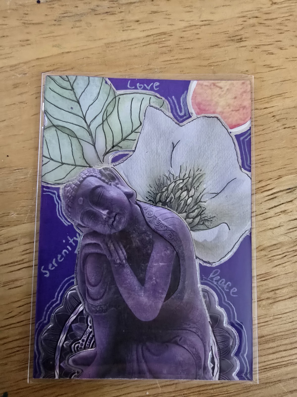 ACEO Original Art Abstract Mixed Media Collage Serenity Peace Love TRACY FLOOD