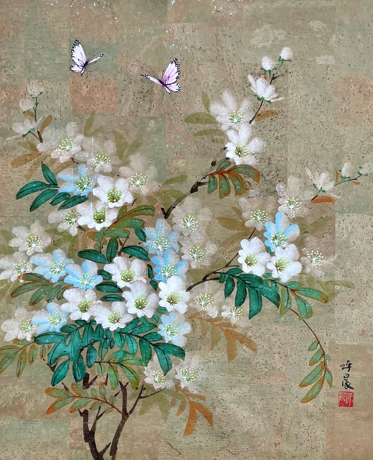 Dyen «Dancing Butterflies» Signed Original on Cork Framed Floral Art NEW
