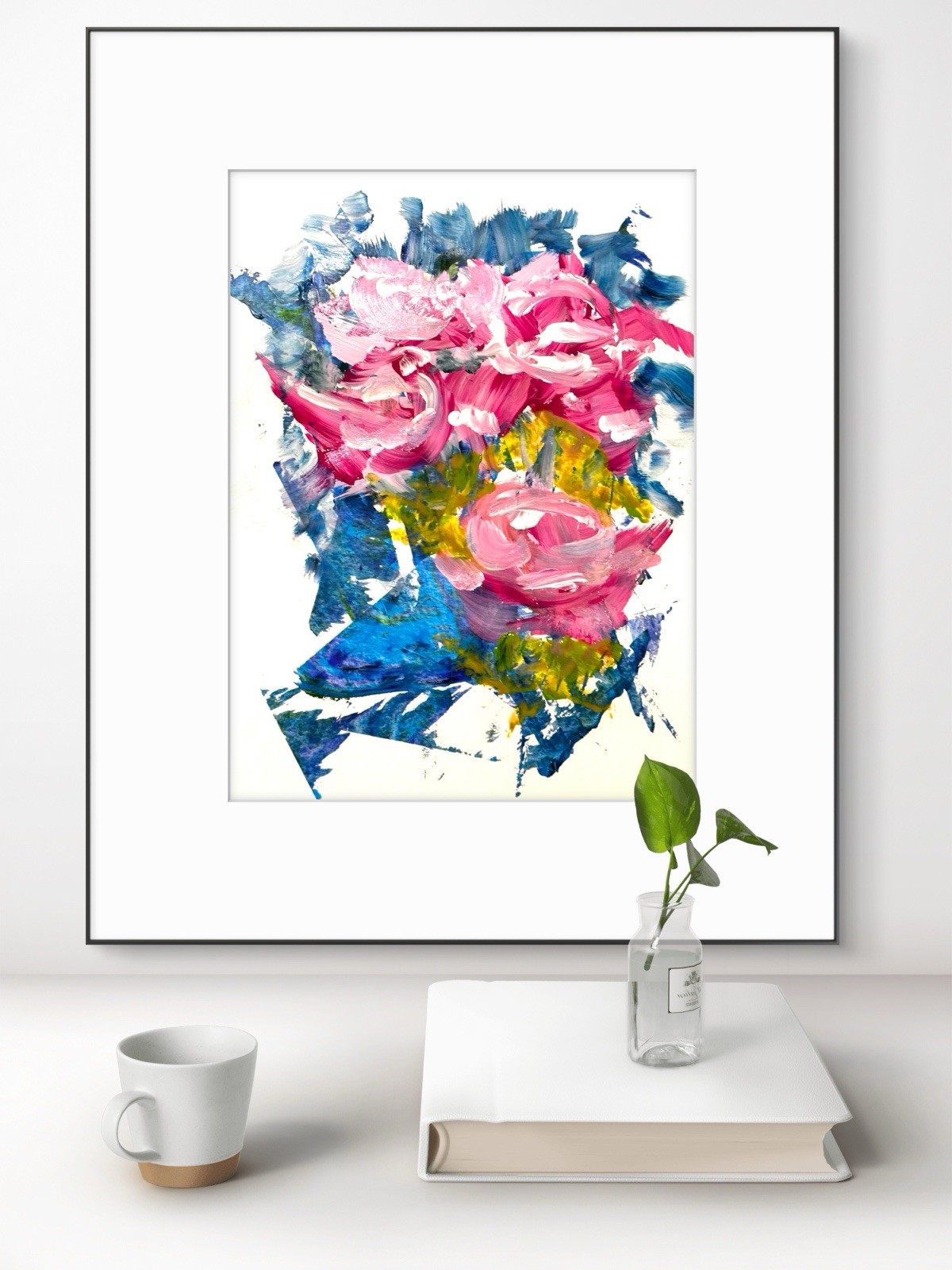 Original Abstract Flowers Expressive 9×12 Paper Handmade Signed Wall Decor 27