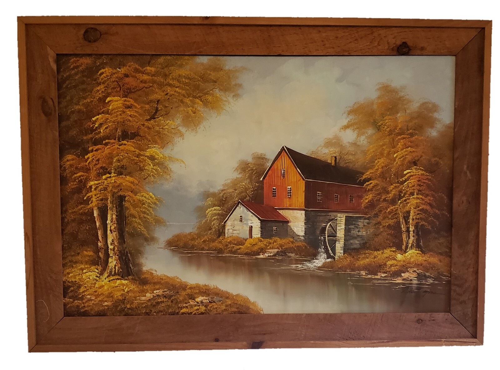 Robert More Original Signed Oil Painting Rustic Mill Landscape Framed