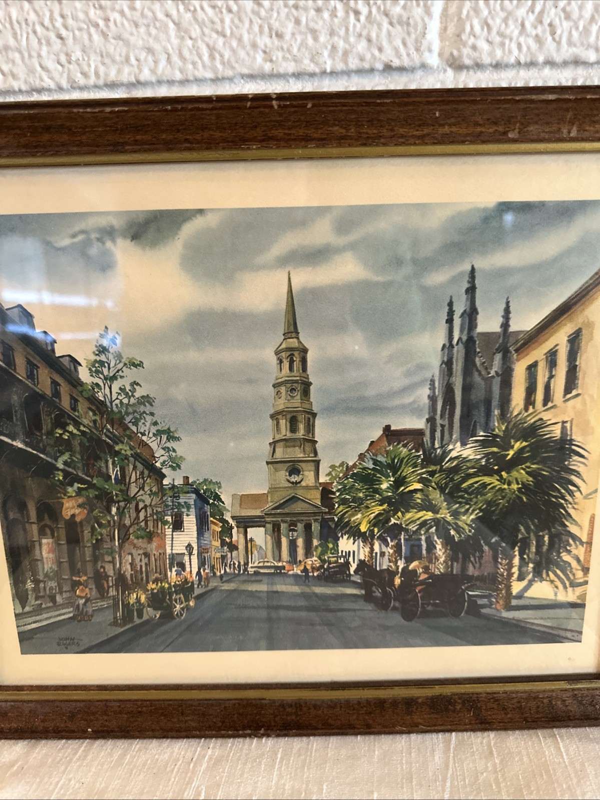 Vintage FRAMED John Rogers Print New Orleans Watercolor LITHO 12×15