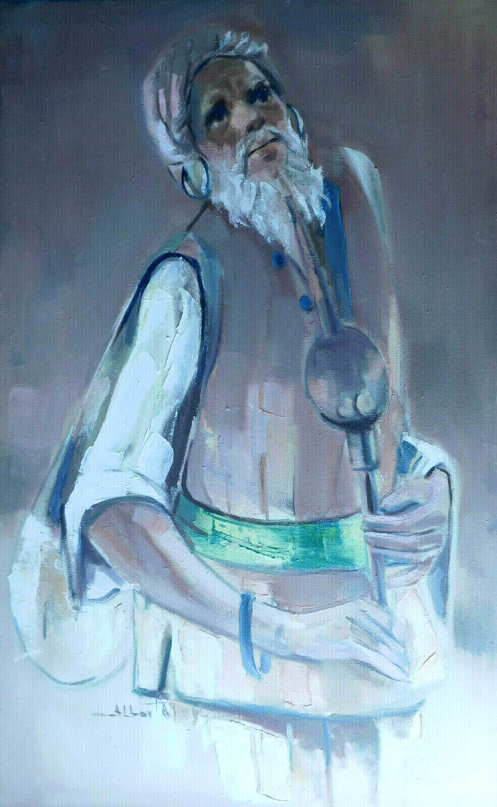 VERY WELL DONE LARGE ORIGINAL SIGNED INDIAN OIL PAINTING