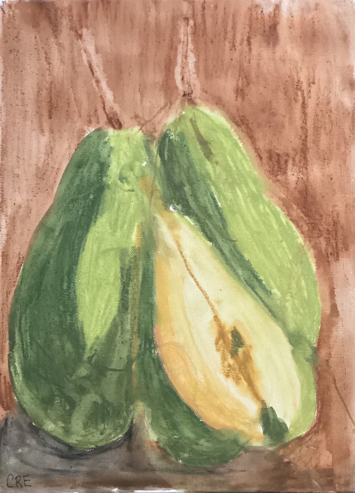 11×14 Moody Pear Fruit Food Art Relaxed Still Life Canvas Panel