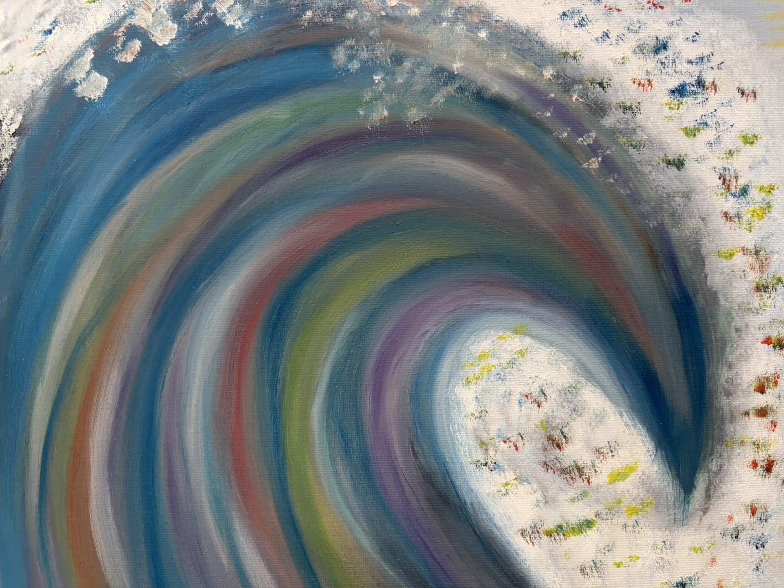 Oil painting original art on canvas 11 x 14 inches colorful abstract Ocean wave