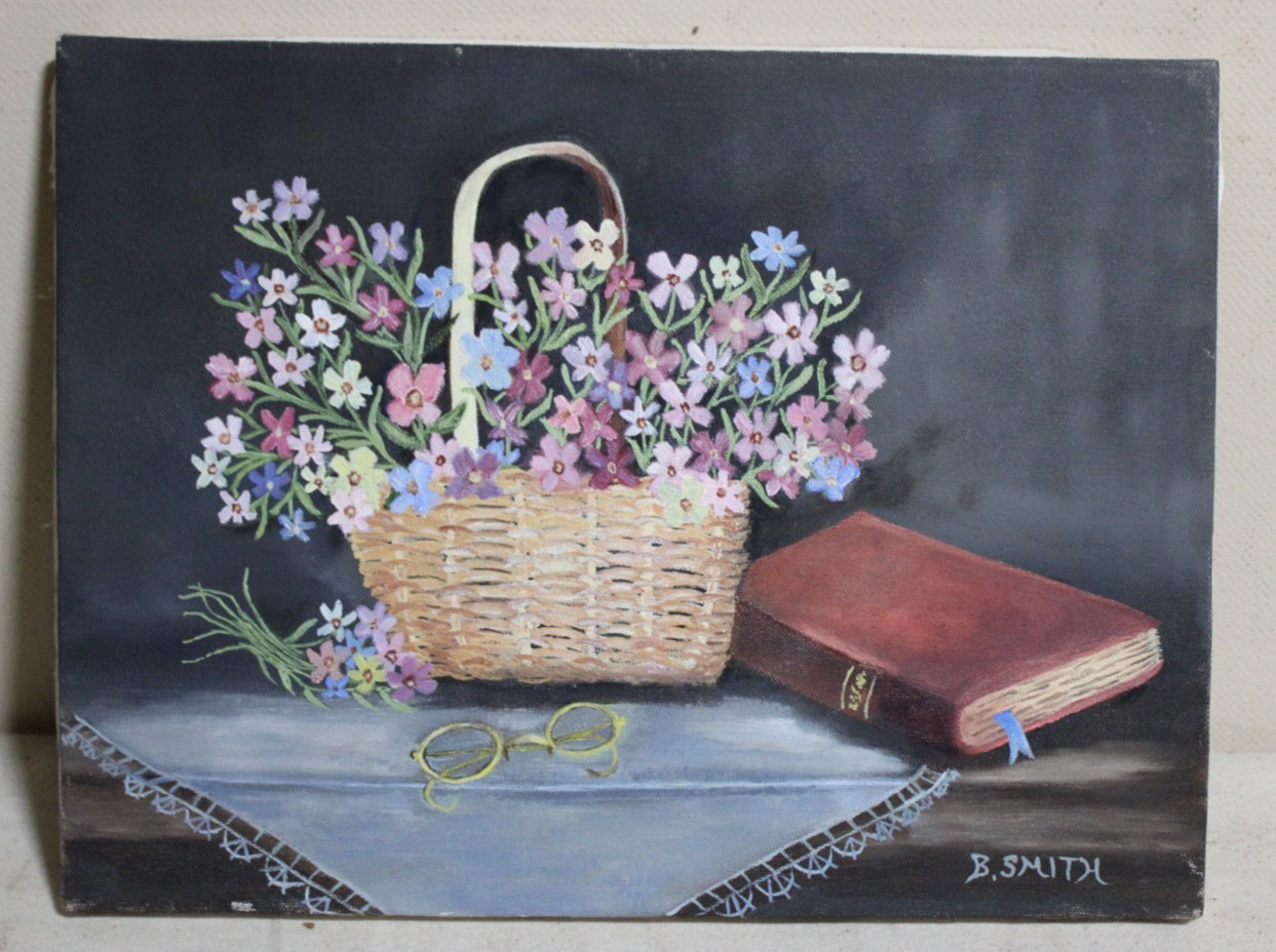 VINTAGE IMPRESSIONIST OIL PAINTING FLORAL RED GERANIUM FOLK ART SIGN GILT FRAME