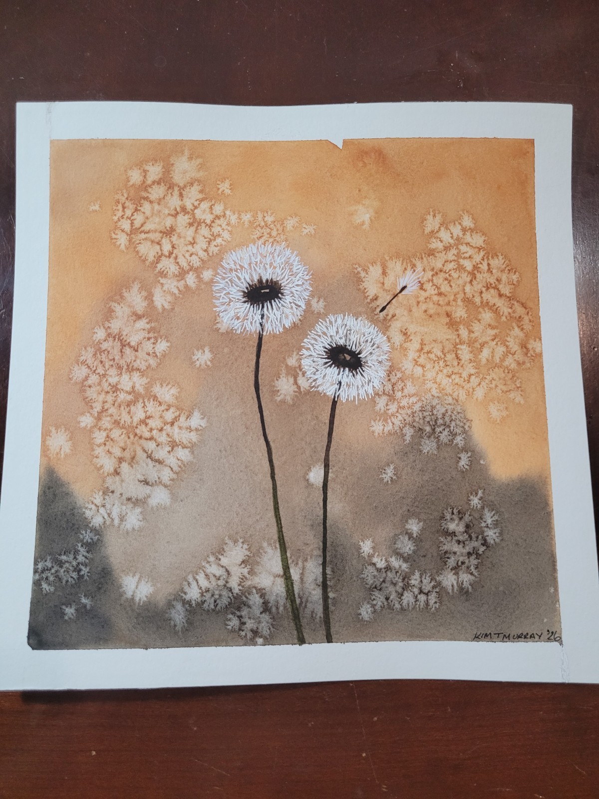 Original, Watercolour, Dandelions, 7 7/8×7 7/8