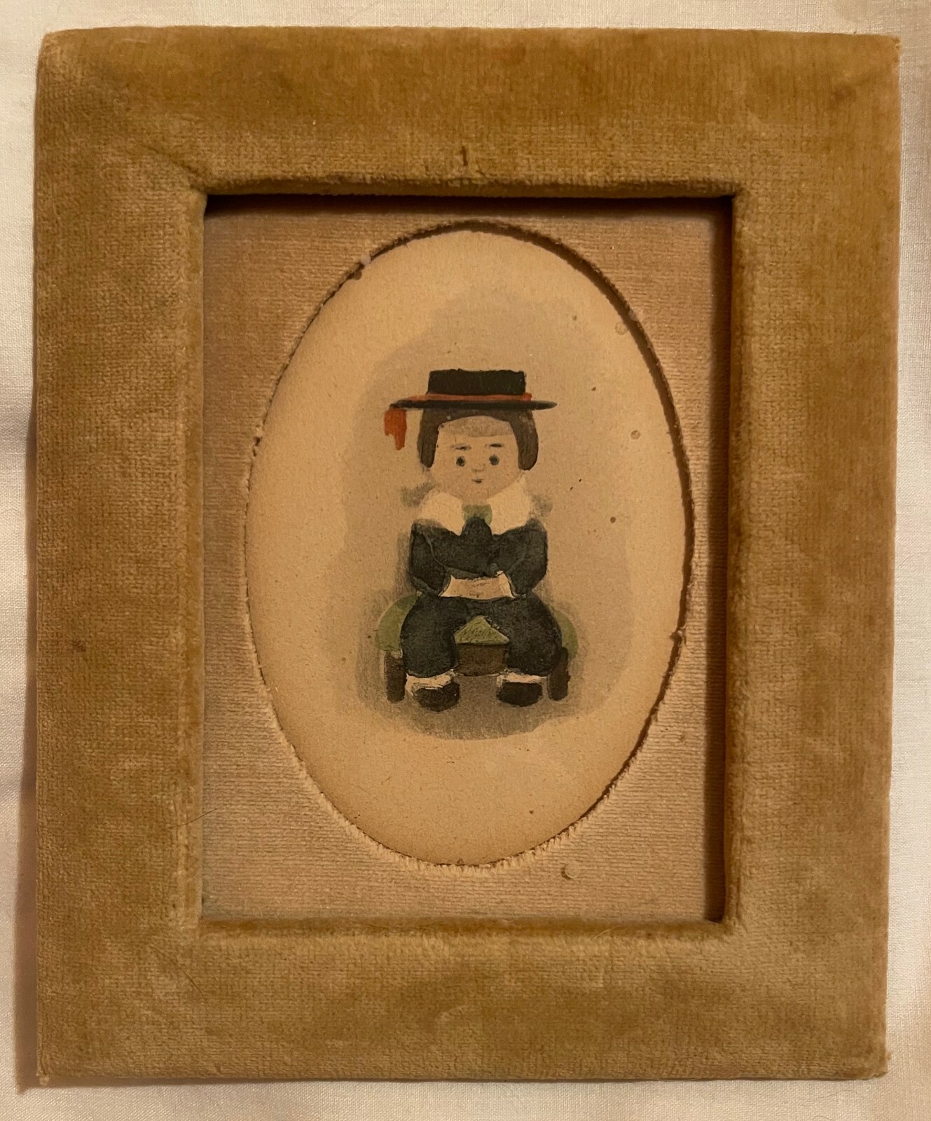 LITTLE AMERICAS by MARIANNA, PILGRIM, AMERICAN FOLK ART, VELVET FRAME