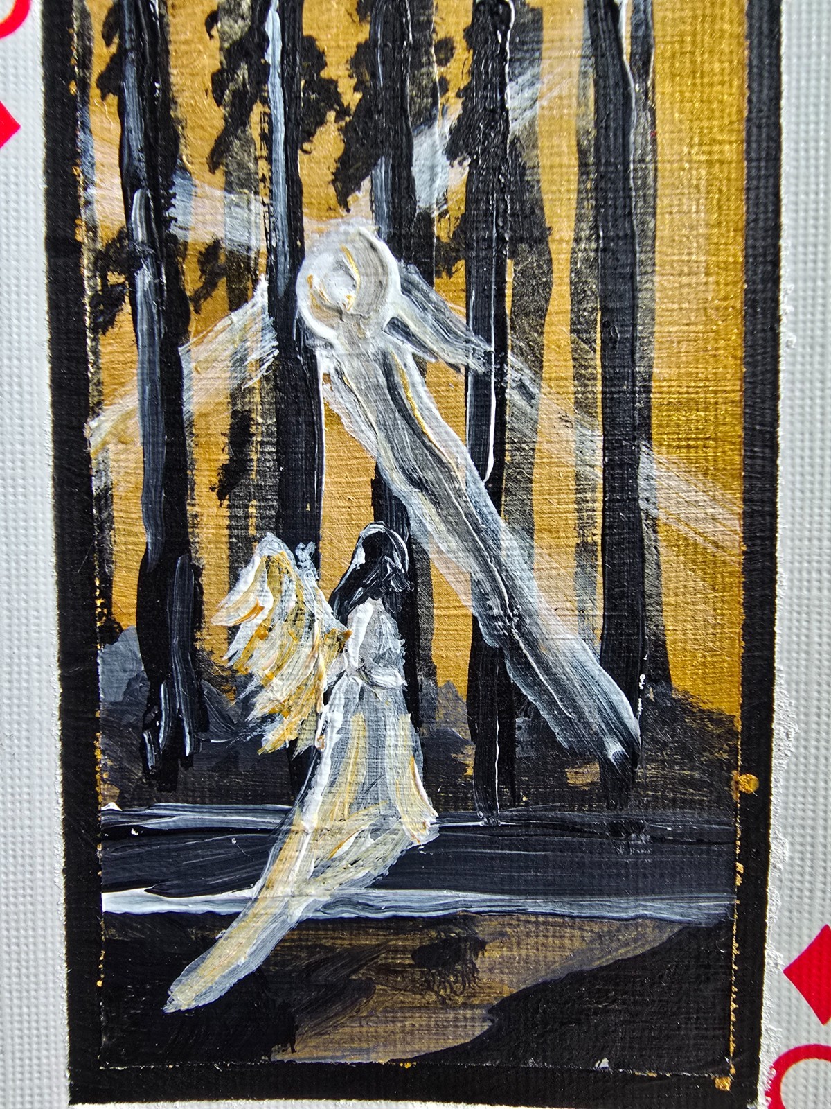 ACEO original grounded angel , fantasy 2.5 x3.5