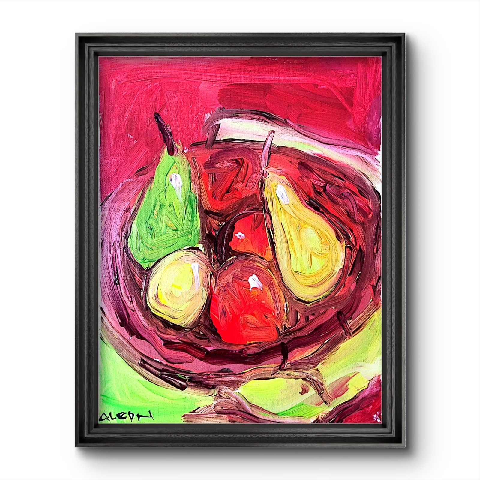Original Still Life Fruit Painting Canvas Neo Expressionist Fine Art Decor 11×14