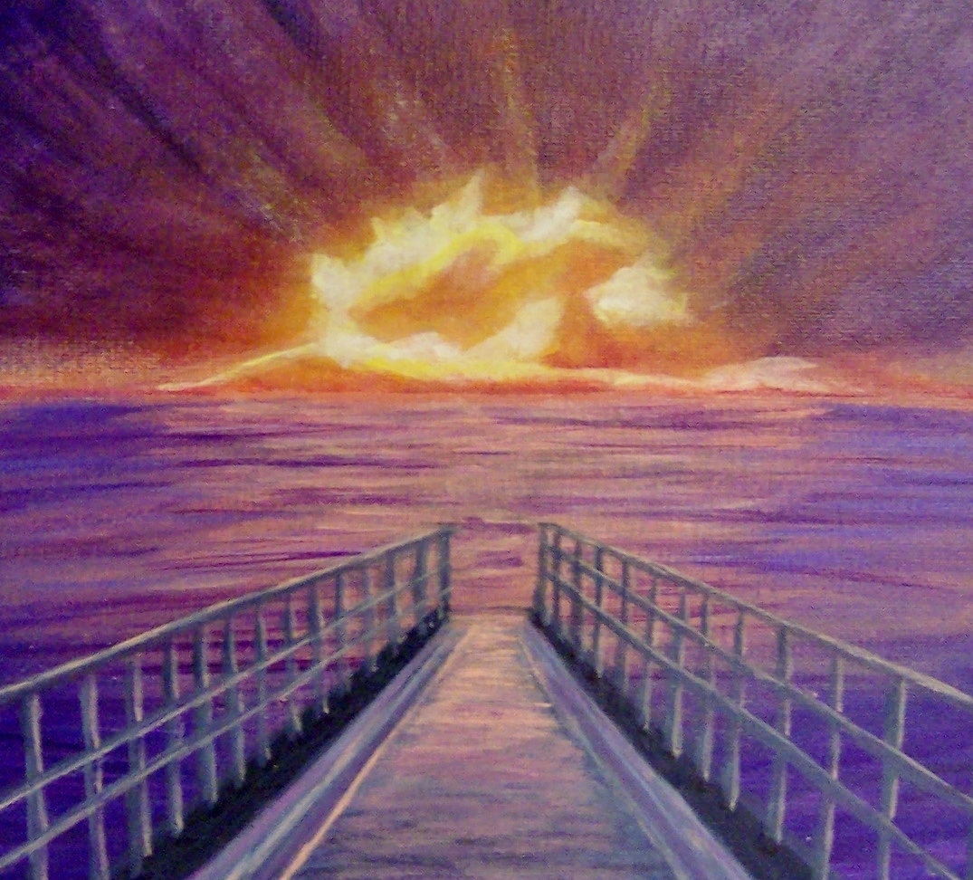 «Brilliant Sunset» US 2000-Now Artist Signed Original Acrylic 12″ x 12″ Painting