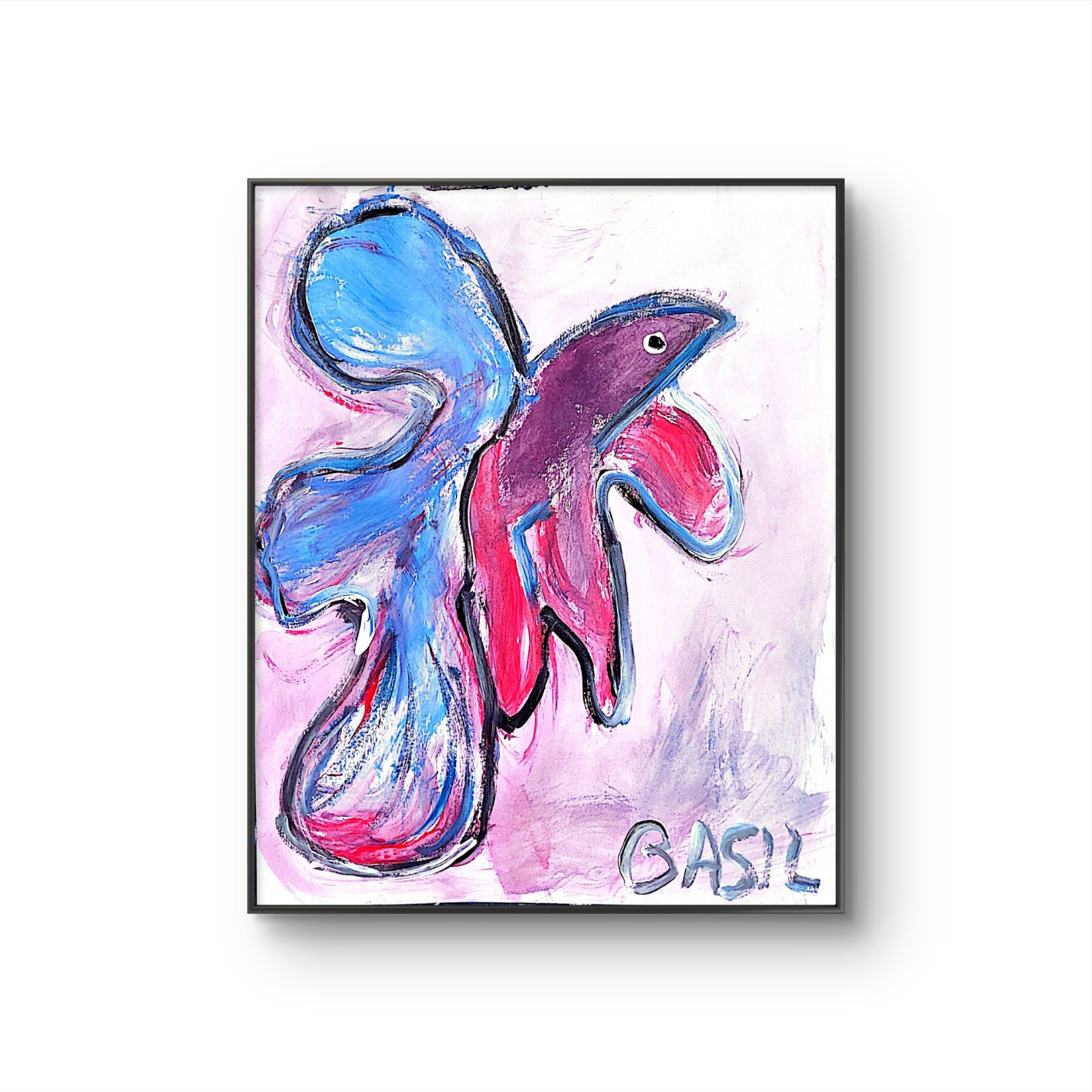 Angel Fish Colorful Neo Expressionist Original Paper Wall Art