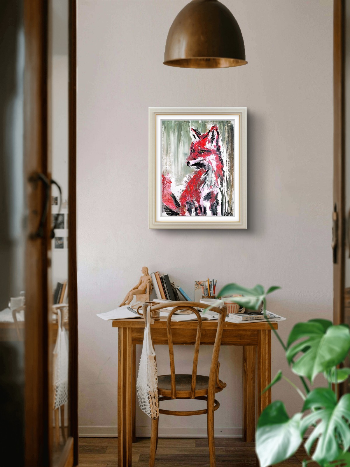 Fox Unique Abstract Expressionism Wall Art Canvas Board 11×14