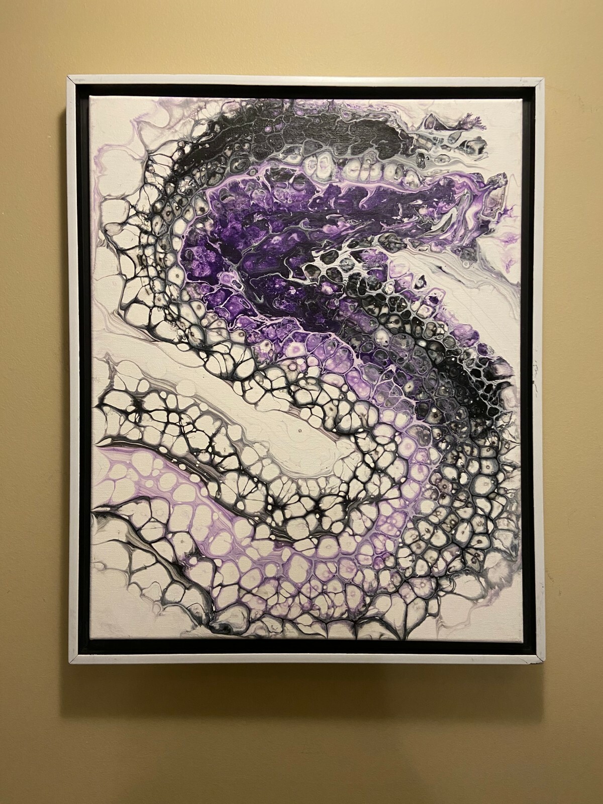 Purple Black White Abstract original modern acrylic canvas painting | ships free