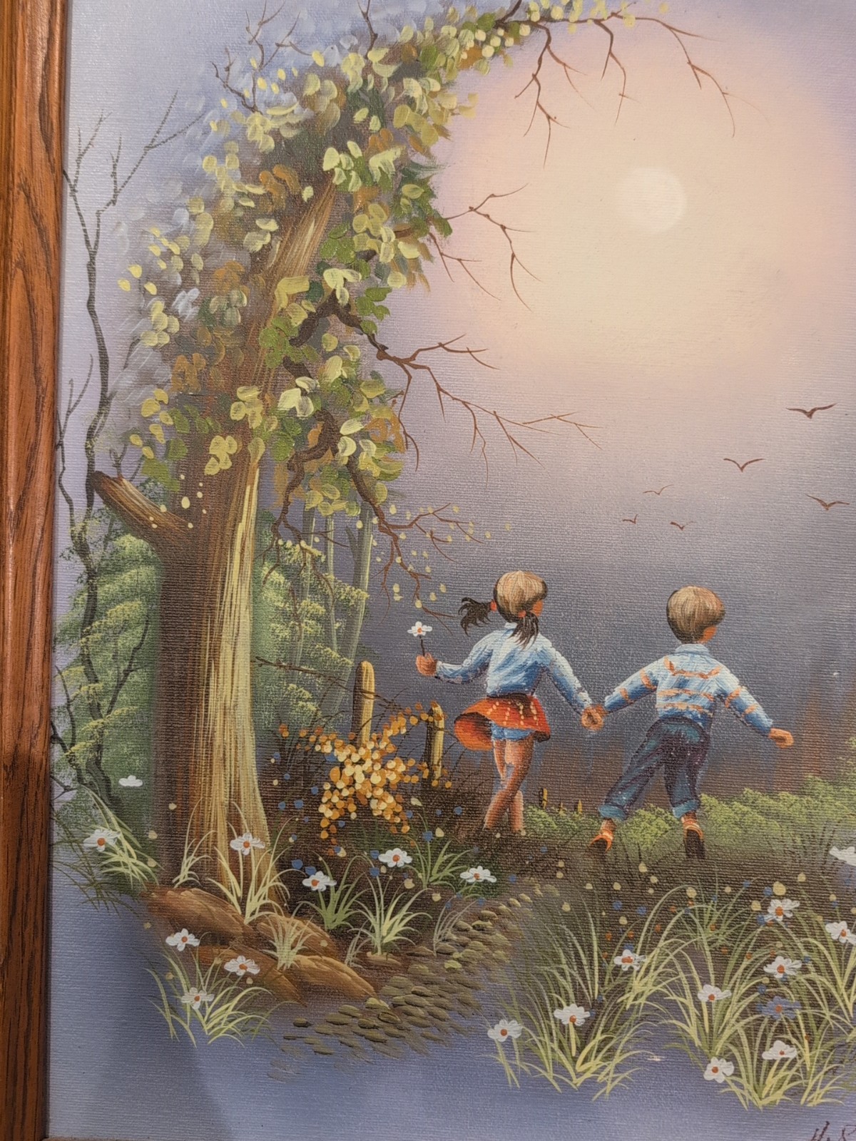VTG Signed H. Reich – Children In Nature – Oil Painting -Framed: 14.5 X 18.5