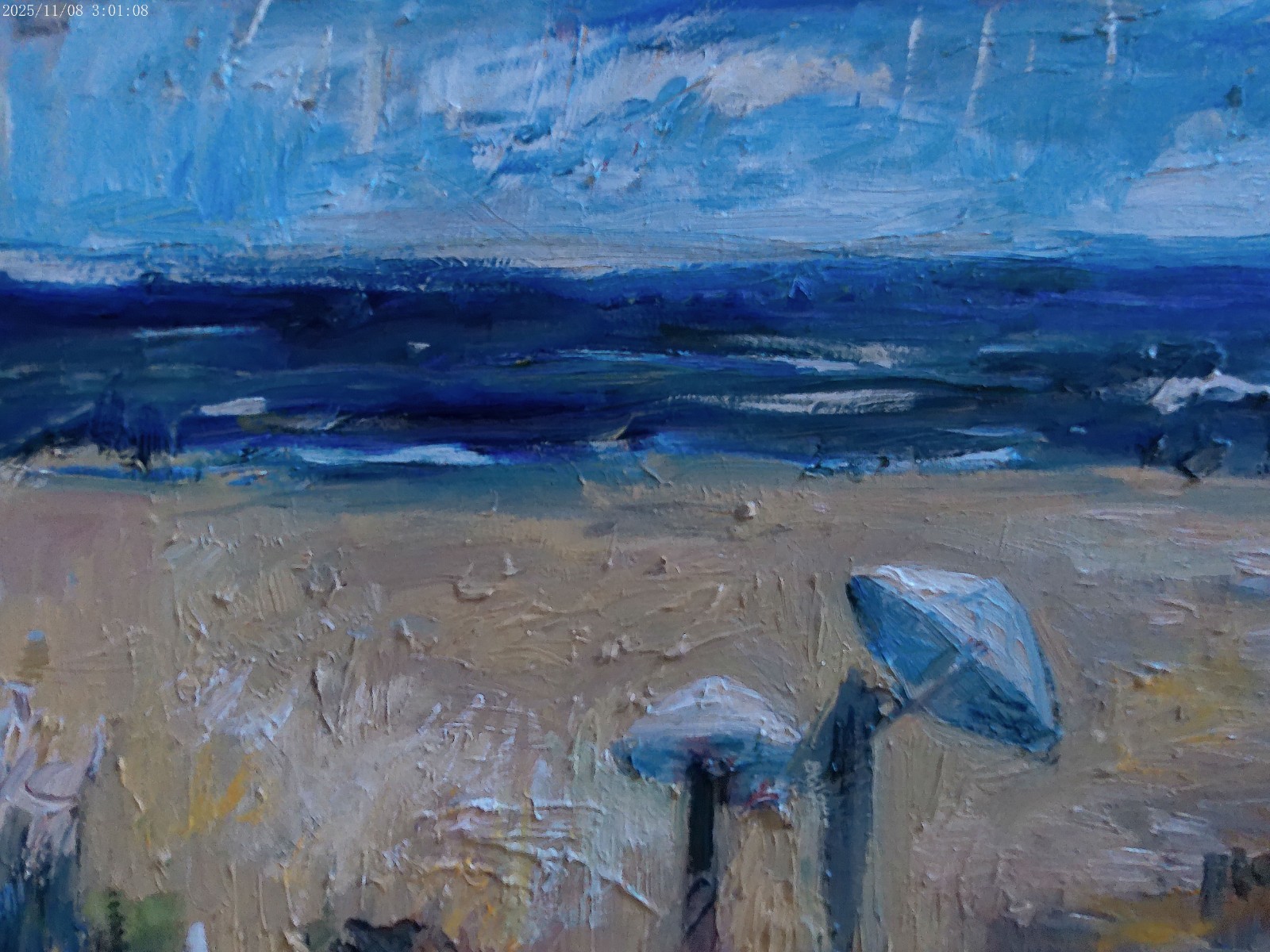 Surrealist Seascape Figures Beach Cubism Oil Painting 18″x24″ Canvas Original