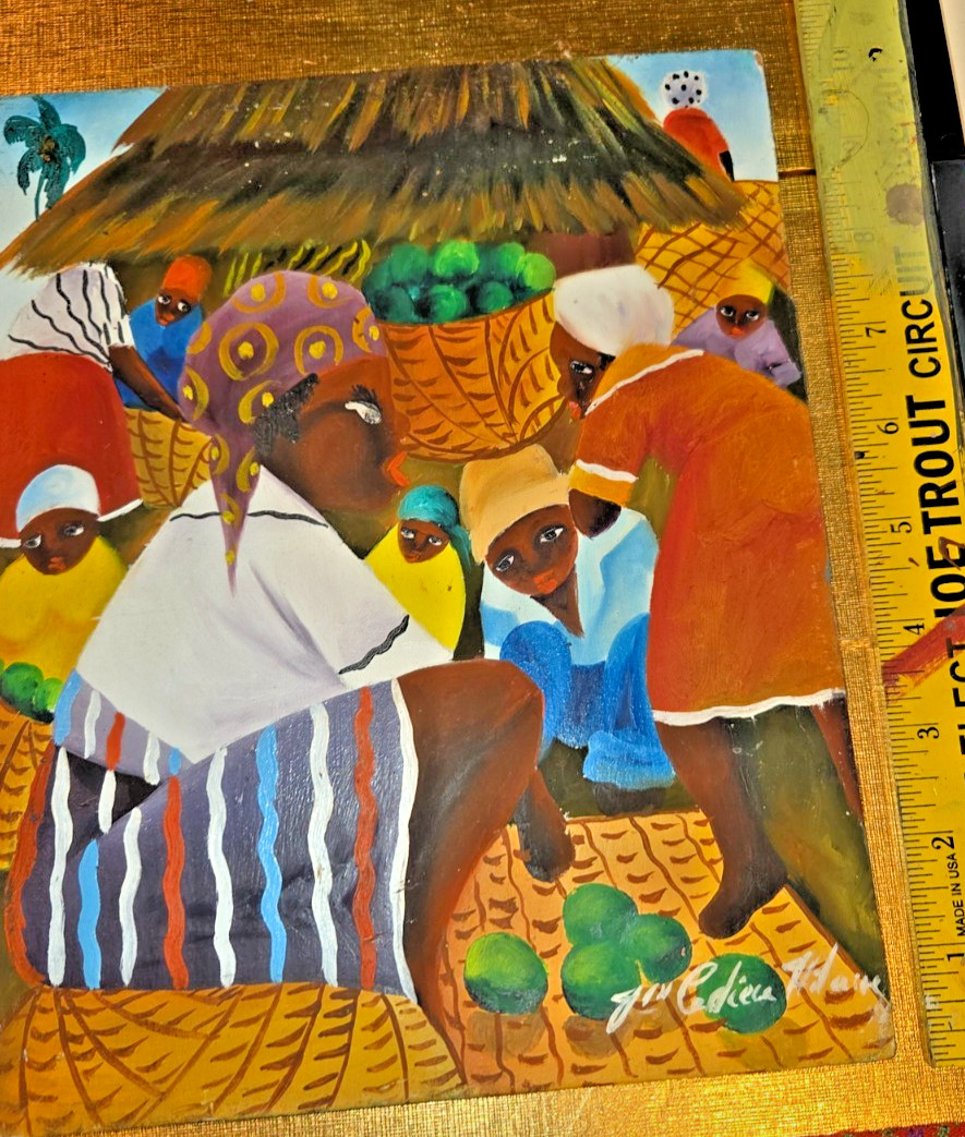 Original Haitian Painting On Canvas by Emilio — Framed 21″ x 10″