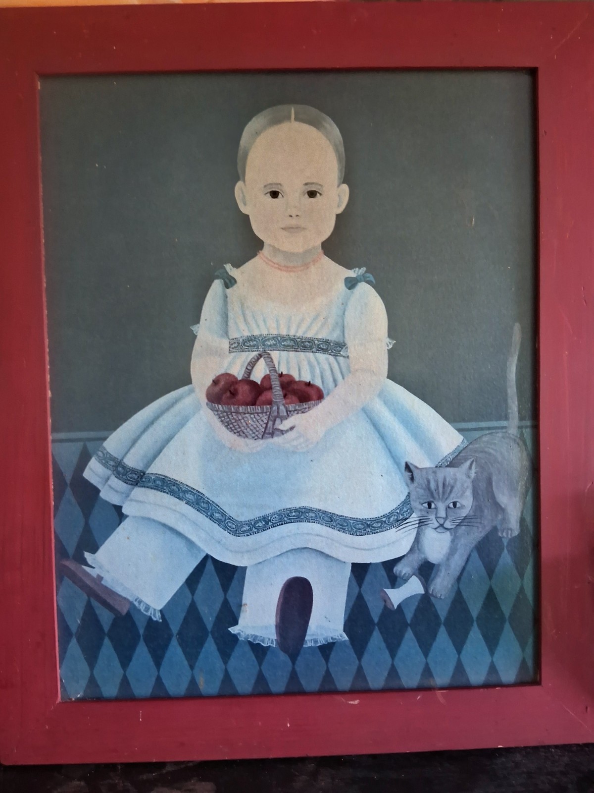 Beautiful Folk Art Oil Painting on Canvas , Unknown Artist