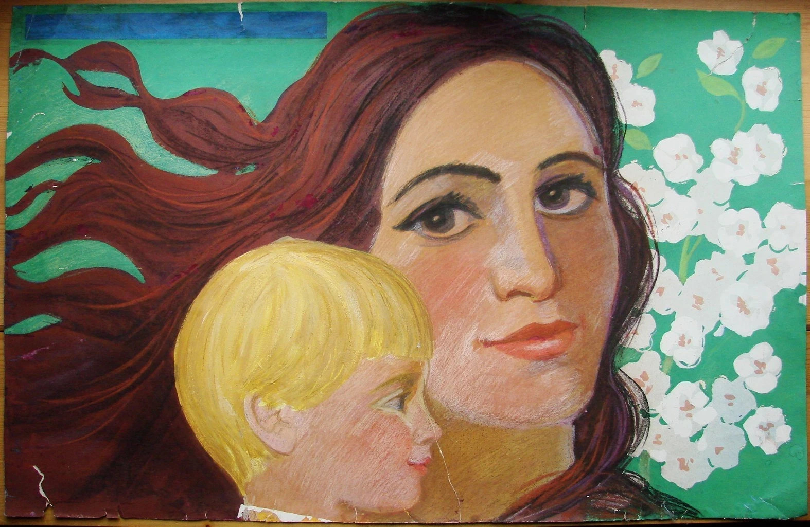 Ukrainian Soviet USSR Painting realism modernism portrait mother and child woman