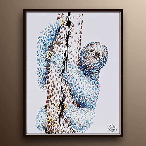 Sloth 40″ original oil painting on canvas, relaxed animal that loves to sleep