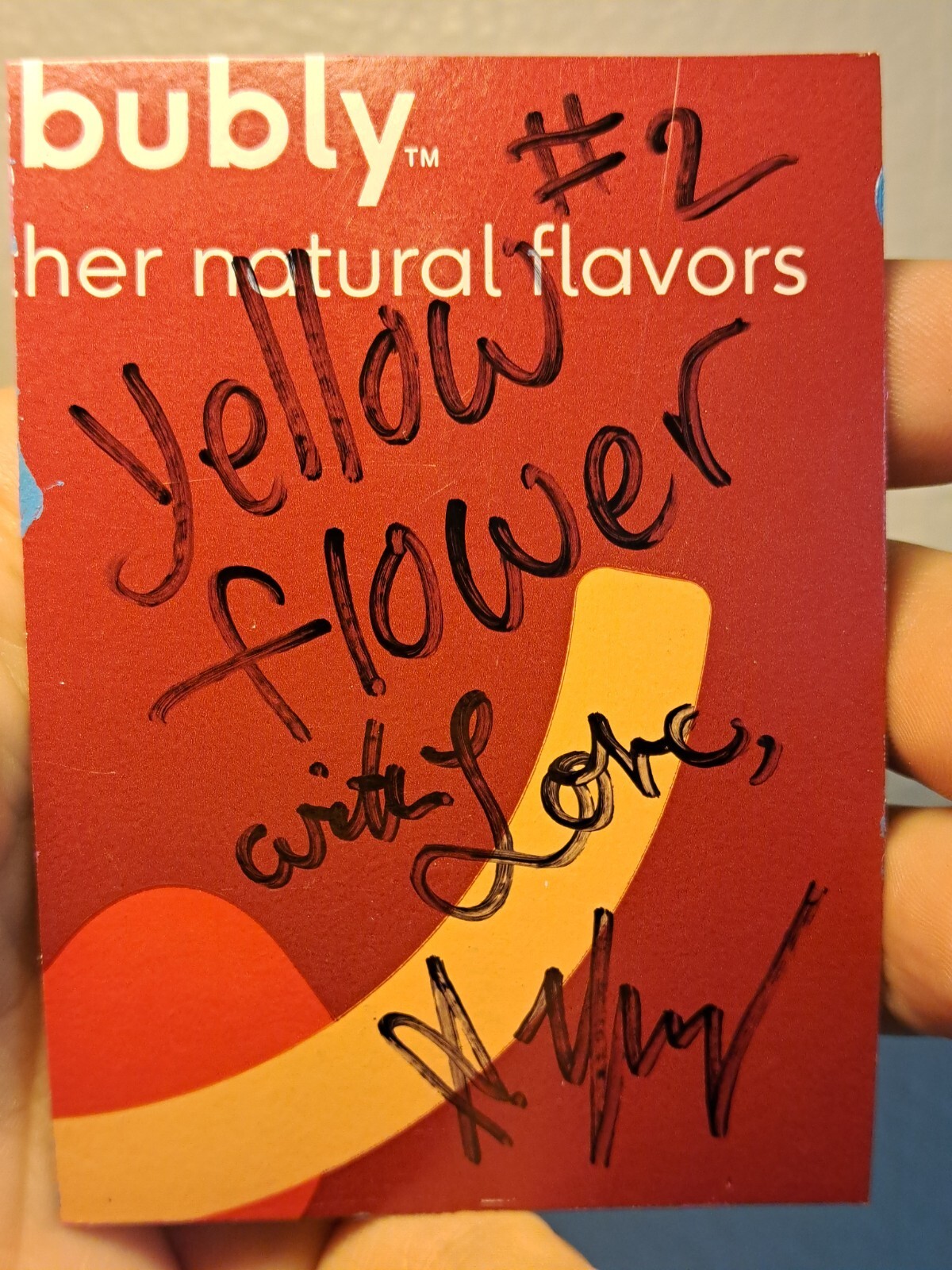 Blue yellow acrylic ink «Yellow Flower» Artcard Limited 1/1 Signed by artist