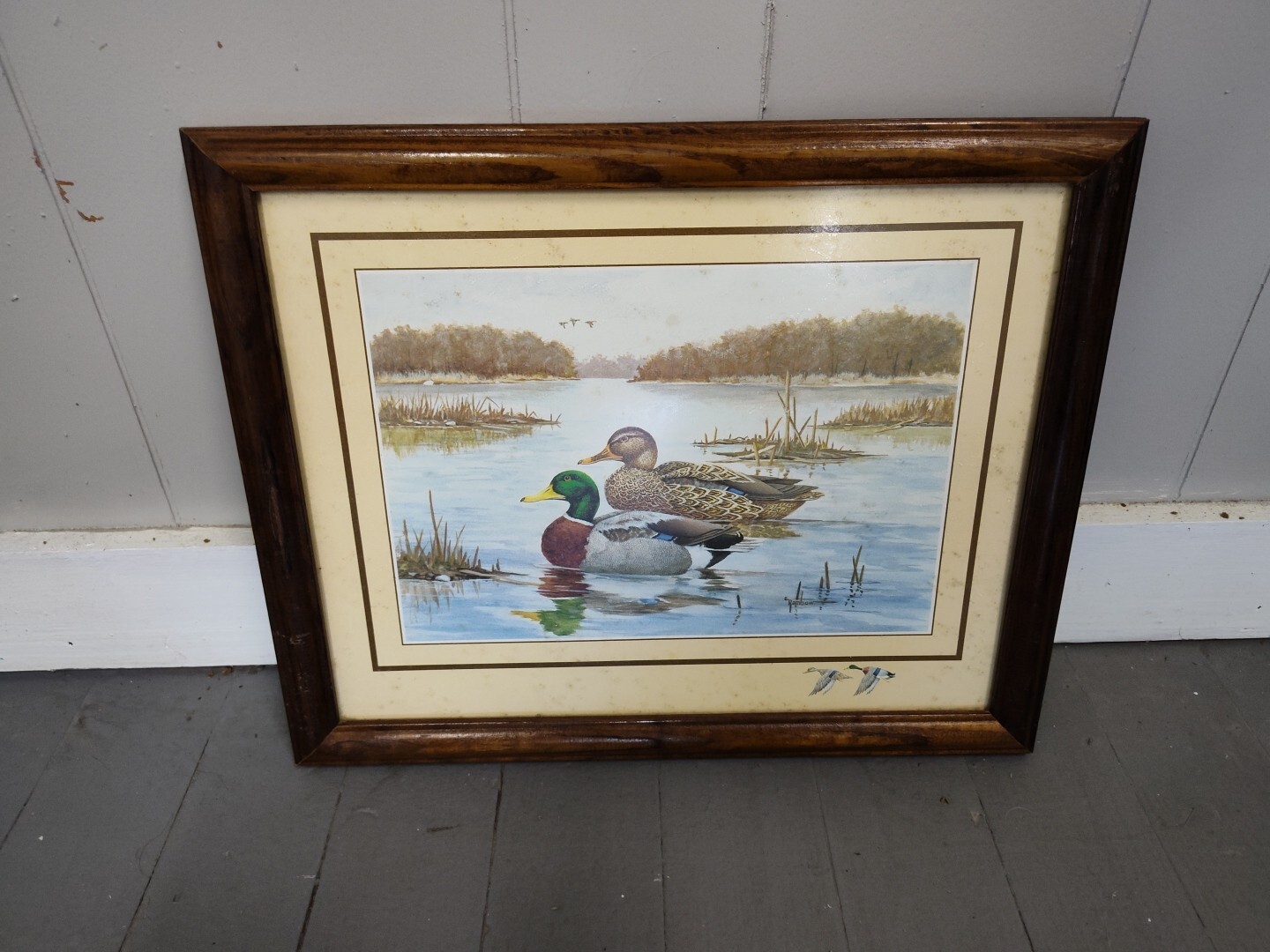 Erwin Rambow Framed Original Artwork of Wildlife Ducks in pond lake Signature