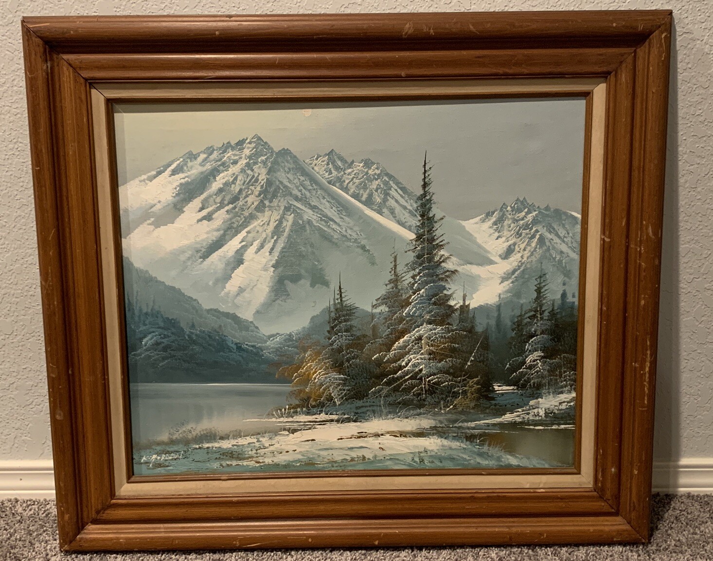 Vintage Original Signed HORDEN Mountainscape Snow Scene Oil Painting