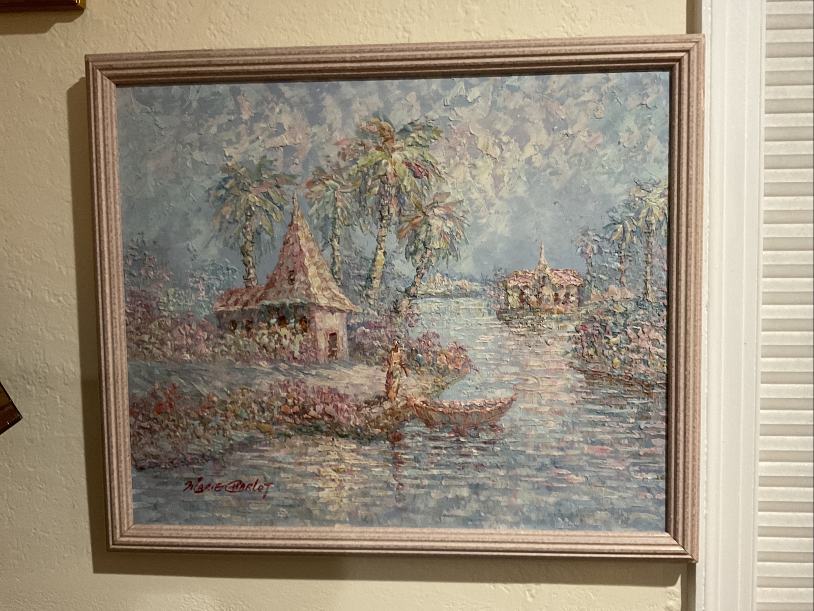 marie charlot oil Painting Tropical Style 19×22 1/2 In Signed