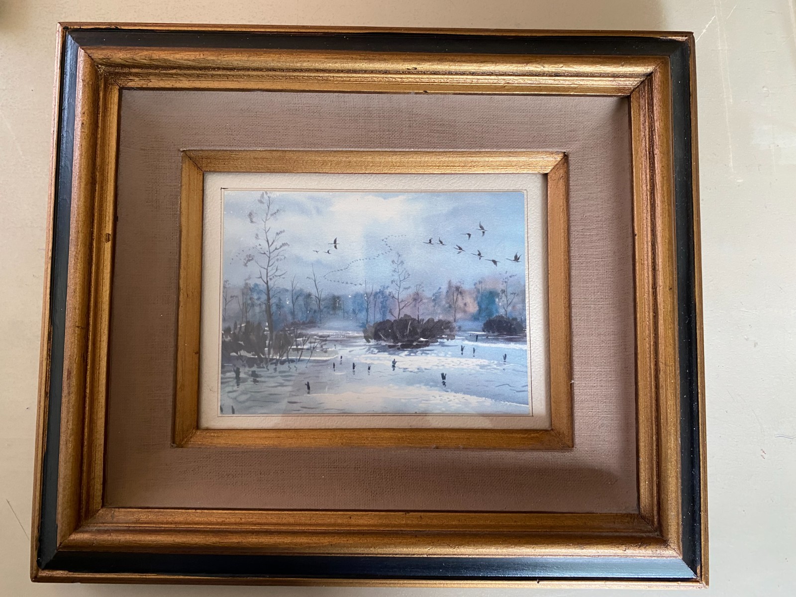 Vintage Ed Walaitis 5.5″ x 7.5″ Lithograph Double-Matted in 11.5″ x 13.5″ Frame!