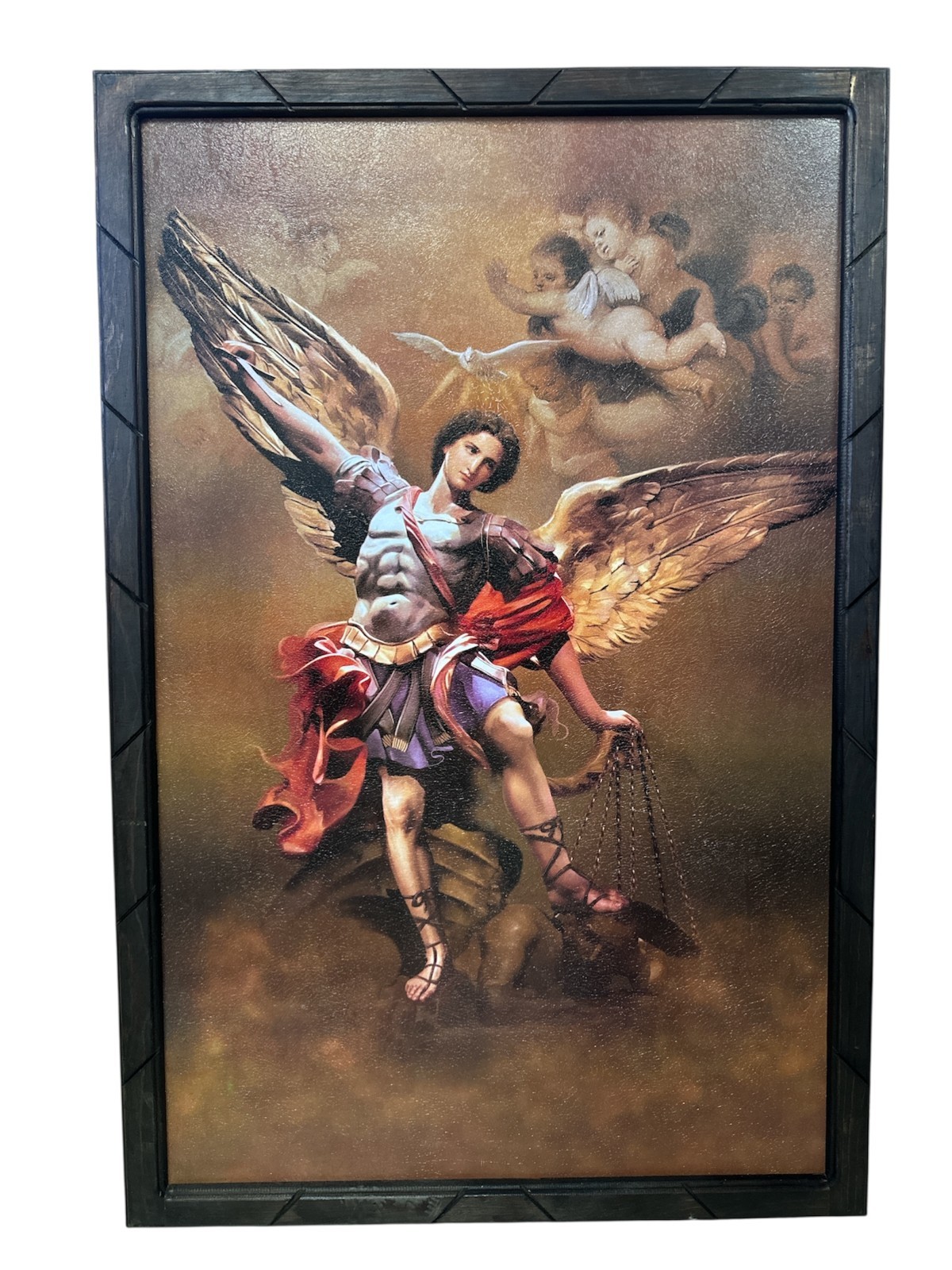 LARGE FRAMED PRINT, 24″ x 36″, wood frame, SAN MIGUEL ARCANGEL , ST. MICHAEL