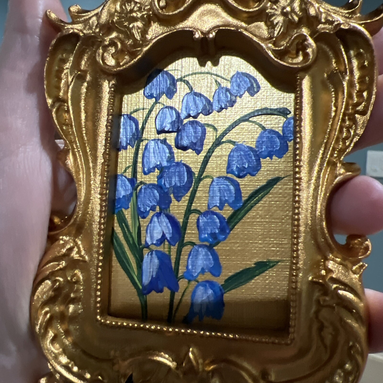 Bellflowers,flowers,original miniature painting,small,mini