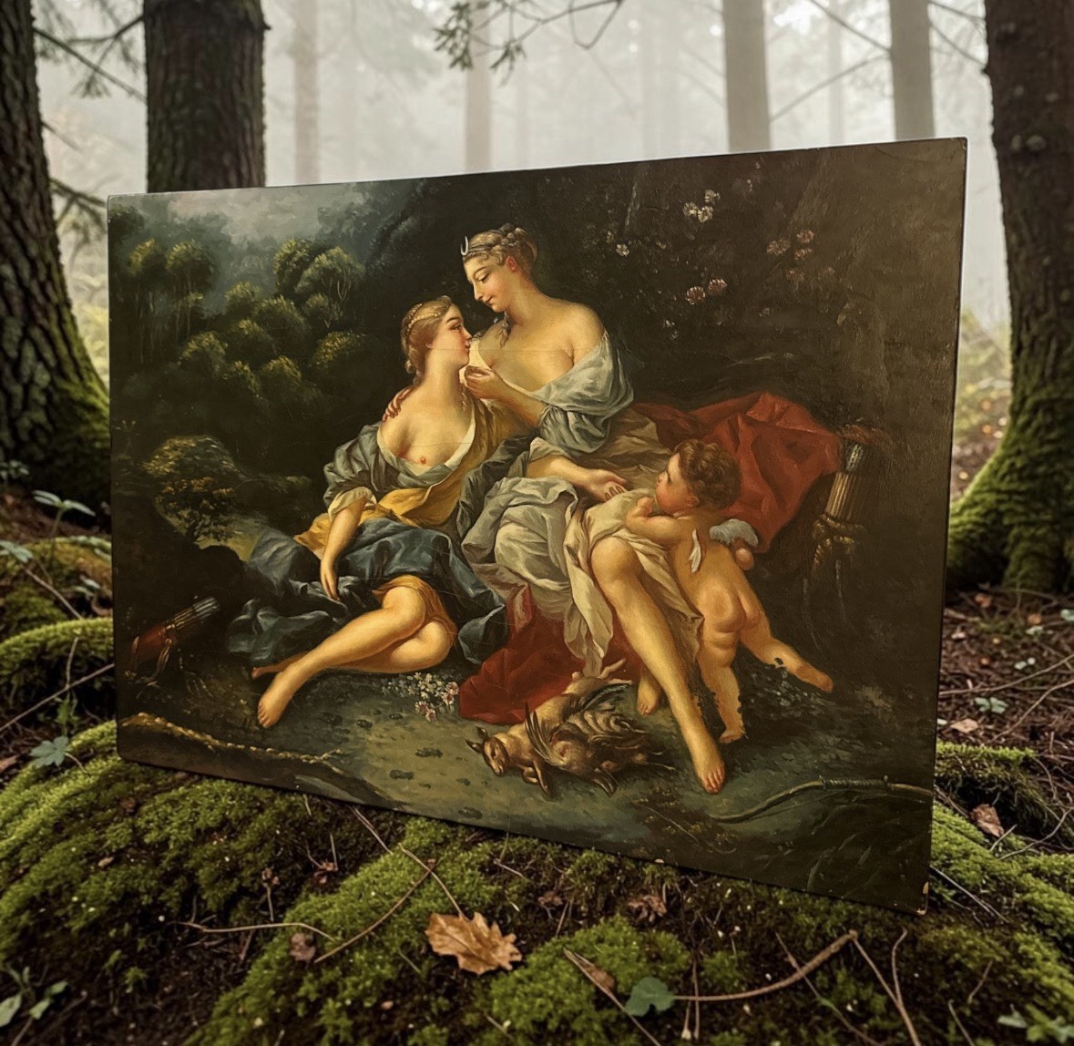 Painting On Wood Panel Vintage Print of Jupiter and Castillo-Signed Reproduction
