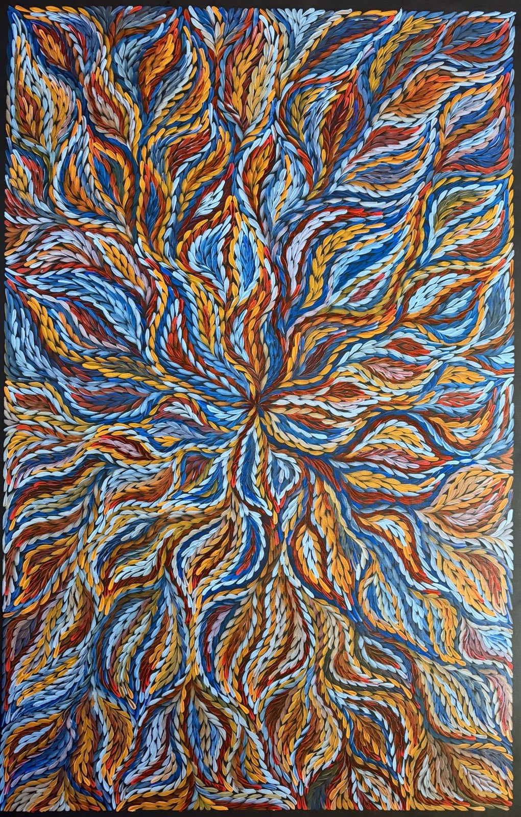 Rosemary Petyarre .Authentic Aboriginal Art. Bush yam flower, Size; 150 x 100cm
