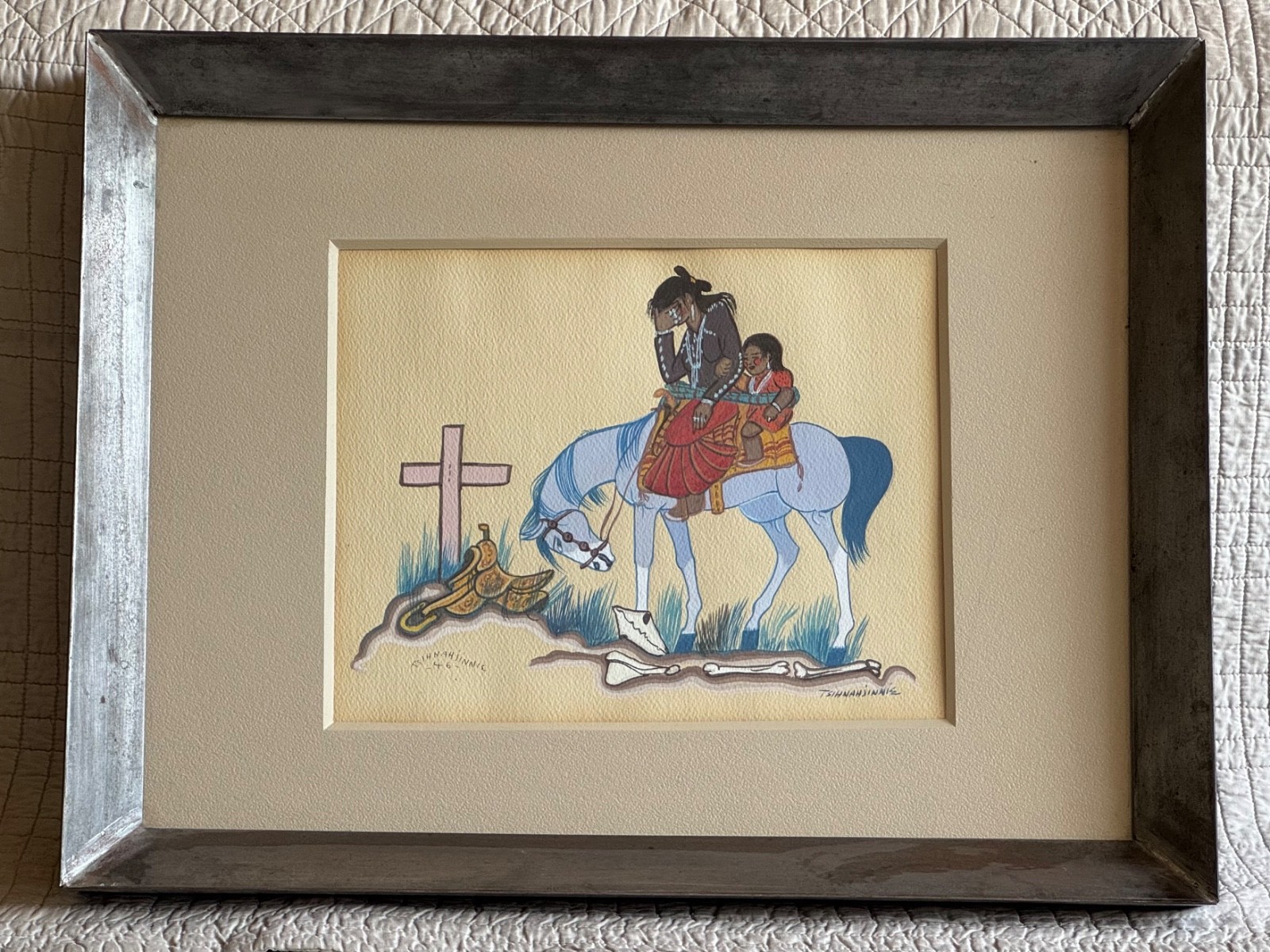 Rare Andy Van Tsihnahjinnie ( 1916-2000 ) Original Navajo Painting – 1946
