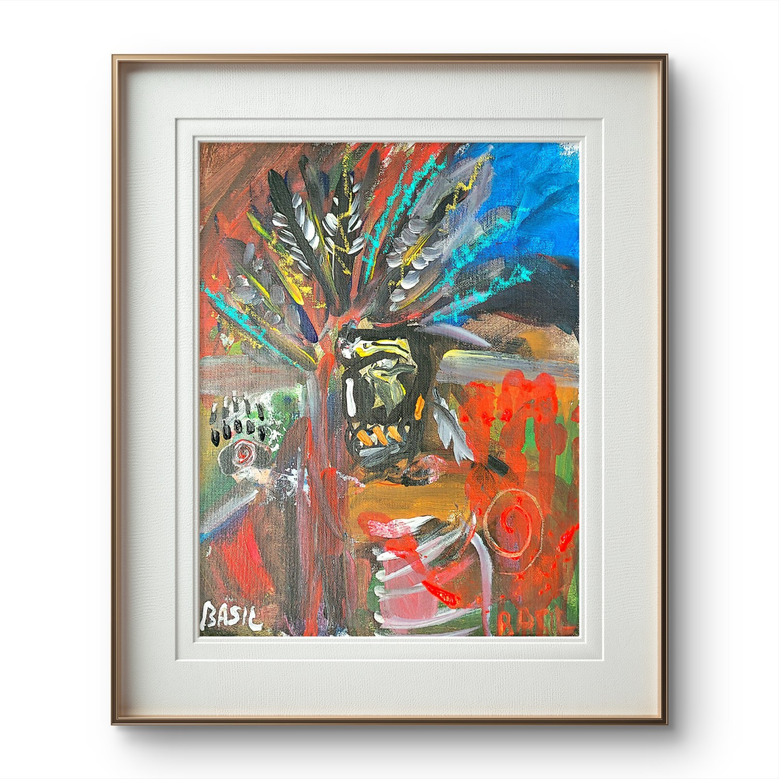 Warrior Red Road Unique Abstract Expressionism Wall Art Canvas Board 11×14
