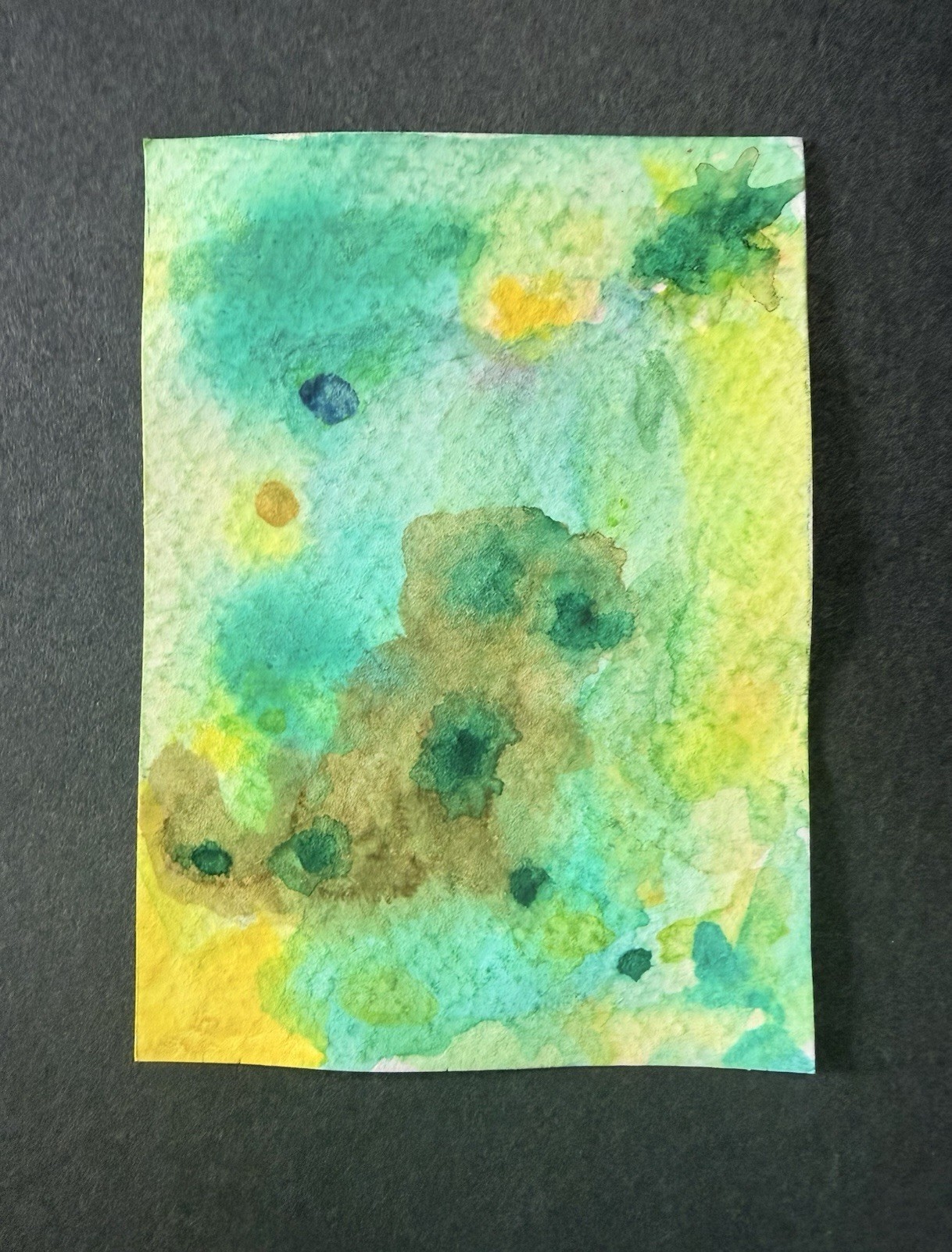 ACEO Original Abstract Watercolor Signed By Veronica Lee/ beks_and_lo/PUPPY