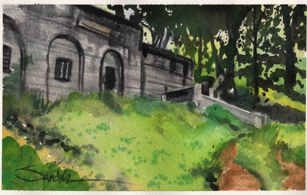 Foster Bowl : Sandra Watercolors™ California : ORIGINAL WATERCOLOR PAINTING