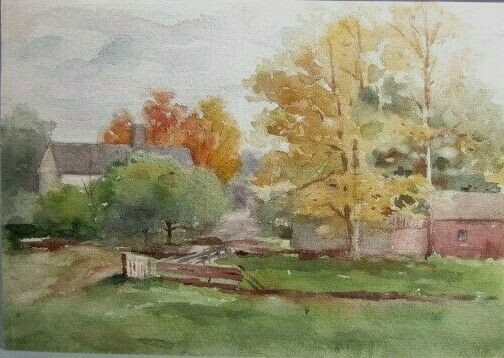 Watercolor on paper Farm House & Buildings Egbert Cadmus American 1868-1939