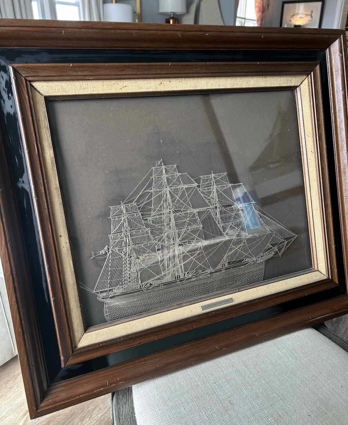 Sterling silver silhouette of the clipper ship ‘Cutty Sark’ (25.5” x 21.5”)