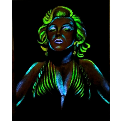 Marilyn Monroe Black Velvet UV Paint & Acrylic Original Paint 8.5×11 Art NEW