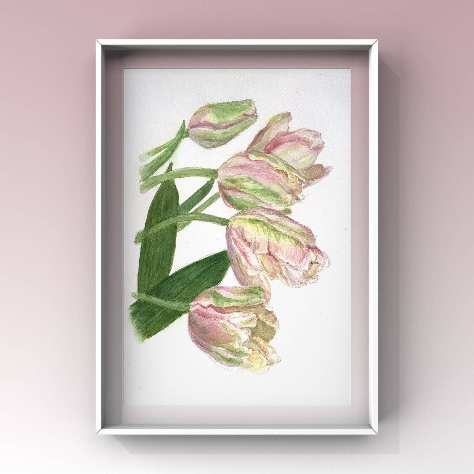 Original brand new watercolor «Tulips” $60 Home decor art gift