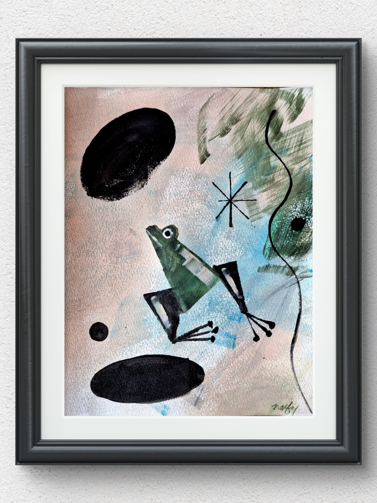 Original Hand Painted 11×14 Abstract Animal Acrylic Signed Neutral Wall Art P172